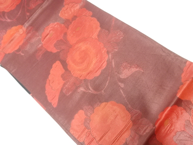 菊模様織出し袋帯